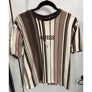Vintage Guess Originals Short Sleeve T-Shirt Medium Striped Crewneck Casual Hype